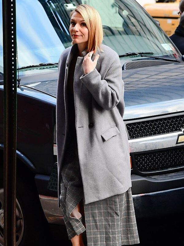 Claire Danes Grey Wool Coat