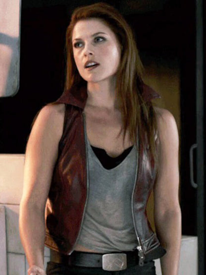 Claire Redfield Resident Evil The Final Chapter Red Leather Vest