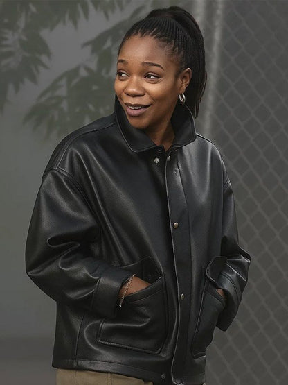 Clayface 2025 Naomi Ackie Black Leather Jacket