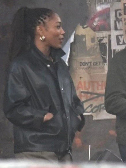 Clayface 2025 Naomi Ackie Black Leather Jacket