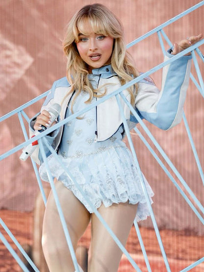 Coachella 2024 Sabrina Carpenter Cropped Leather Jacket