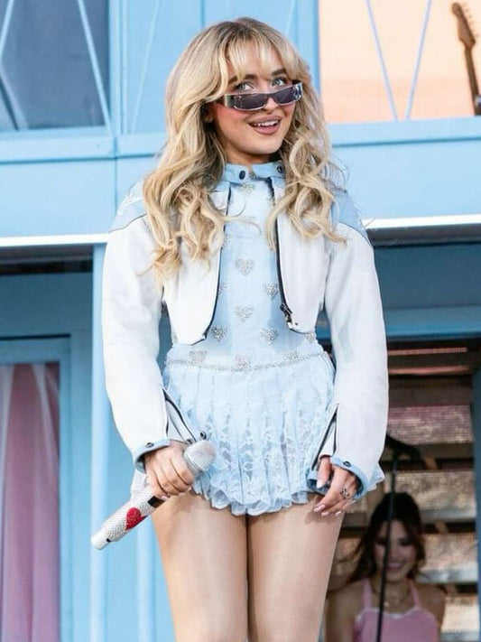 Coachella 2024 Sabrina Carpenter Cropped Leather Jacket