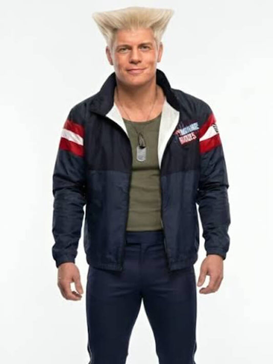 Cody Rhodes Street Fighter 2026 Guile Blue Jacket