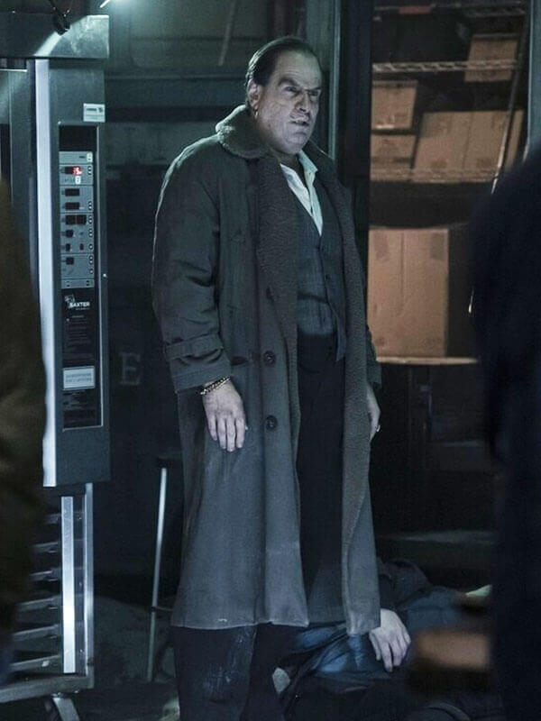 Colin Farrell The Penguin S01 Green Shearling Coat
