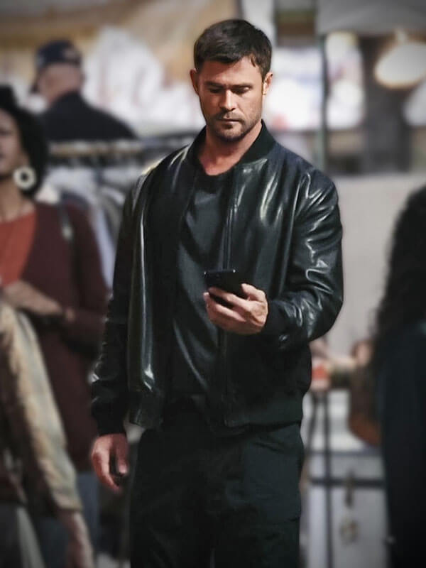 Crime 101 Chris Hemsworth Bomber Leather Jacket