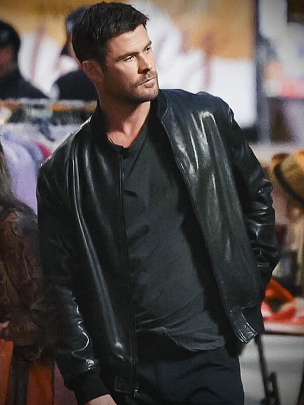 Crime 101 Chris Hemsworth Bomber Leather Jacket
