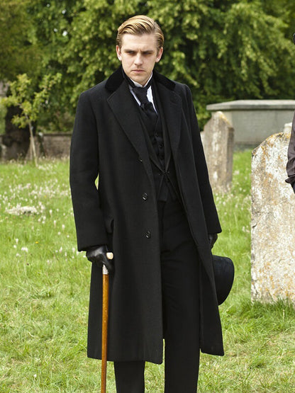 Dan Stevens Downton Abbey Black Wool Coat