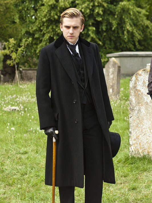 Dan Stevens Downton Abbey Black Wool Coat