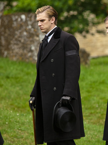 Dan Stevens Downton Abbey Black Wool Coat
