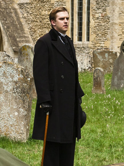 Dan Stevens Downton Abbey Black Wool Coat