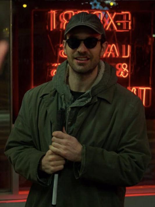 Daredevil S03 Charlie Cox Green Hooded Coat