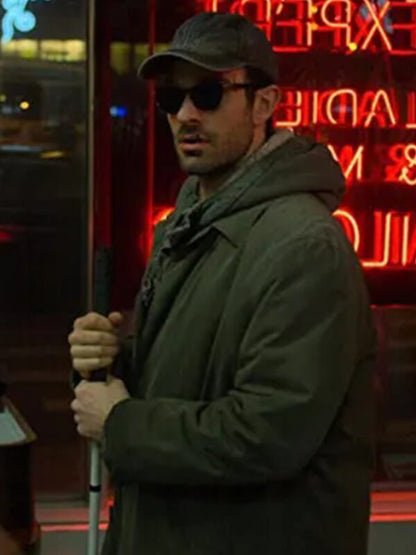 Daredevil S03 Charlie Cox Green Hooded Coat