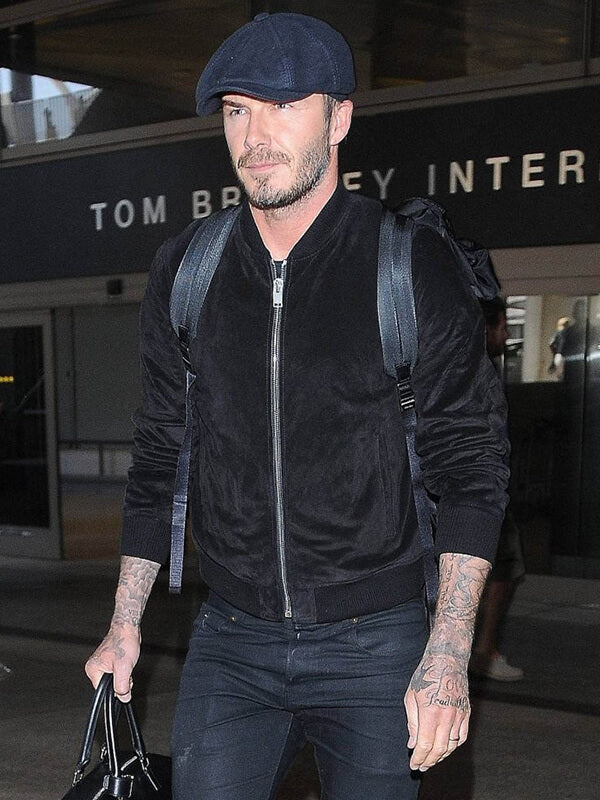 David Beckham Black Suede Leather Jacket