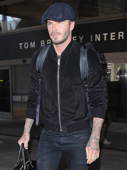 David Beckham Black Suede Leather Jacket