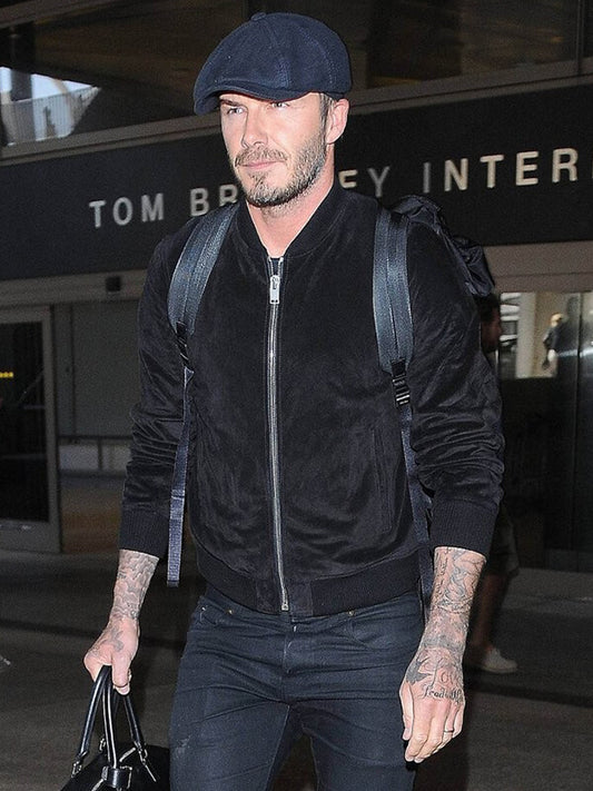 David Beckham Black Suede Leather Jacket
