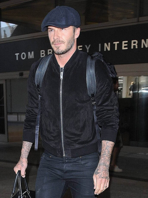 David Beckham Black Suede Leather Jacket