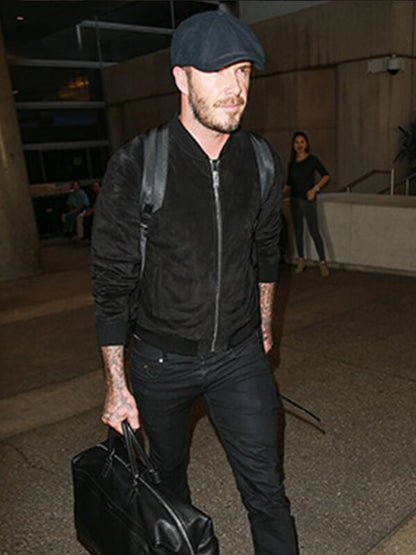David Beckham Black Suede Leather Jacket