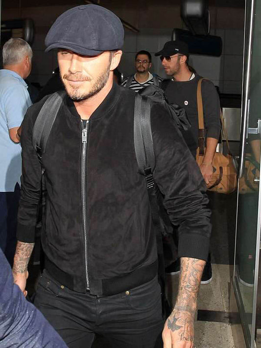 David Beckham Black Suede Leather Jacket