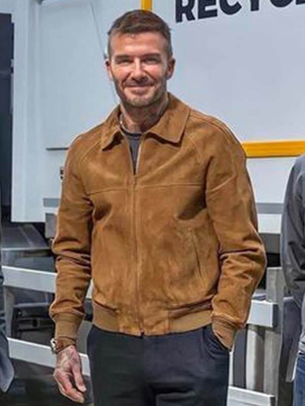 David Beckham Brown Suede Leather Jacket