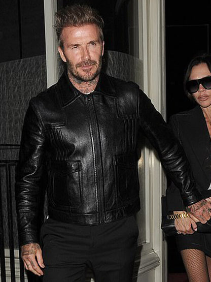 David Beckham & VB Black Leather Jacket