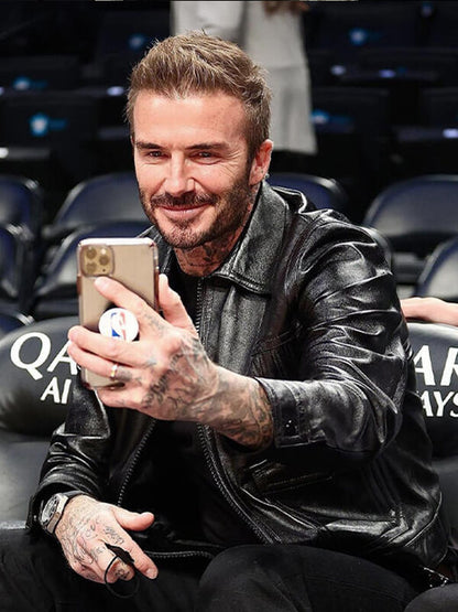 David Beckham & VB Black Leather Jacket