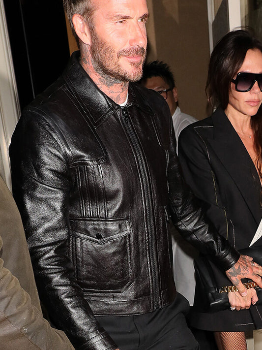 David Beckham & VB Black Leather Jacket