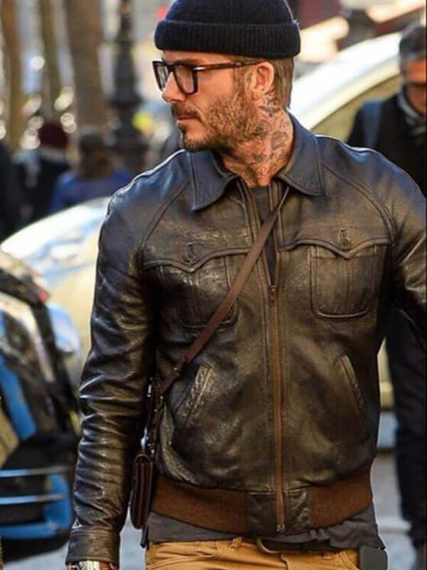 David Beckham Vintage Black Leather Jacket