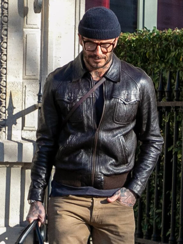 David Beckham Vintage Black Leather Jacket