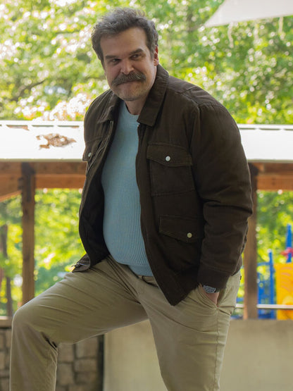 David Harbour DTF St Louis 2026 Brown Cotton Jacket