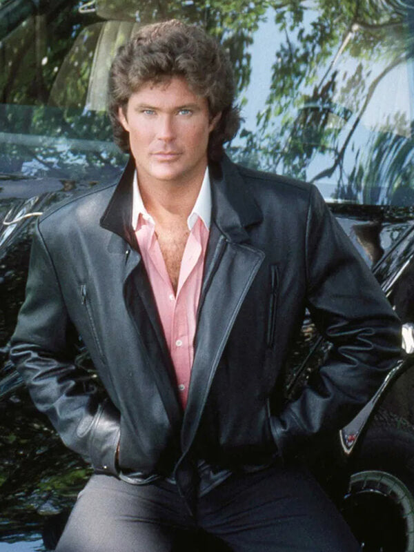 David Hasselhoff Knight Rider Black Leather Jacket