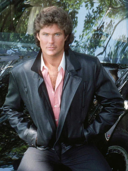 David Hasselhoff Knight Rider Black Leather Jacket