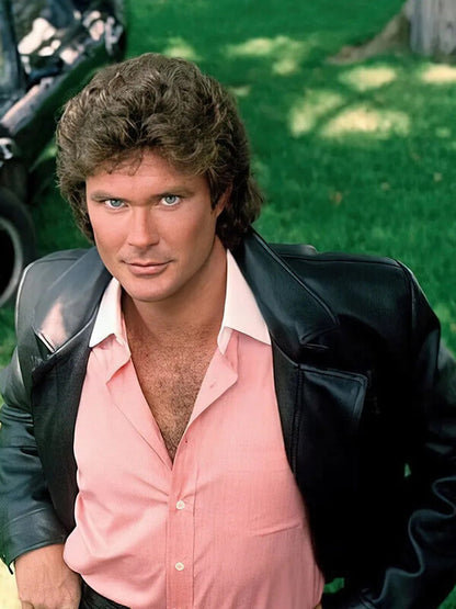 David Hasselhoff Knight Rider Black Leather Jacket