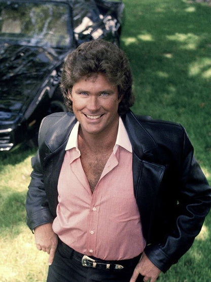 David Hasselhoff Knight Rider Black Leather Jacket