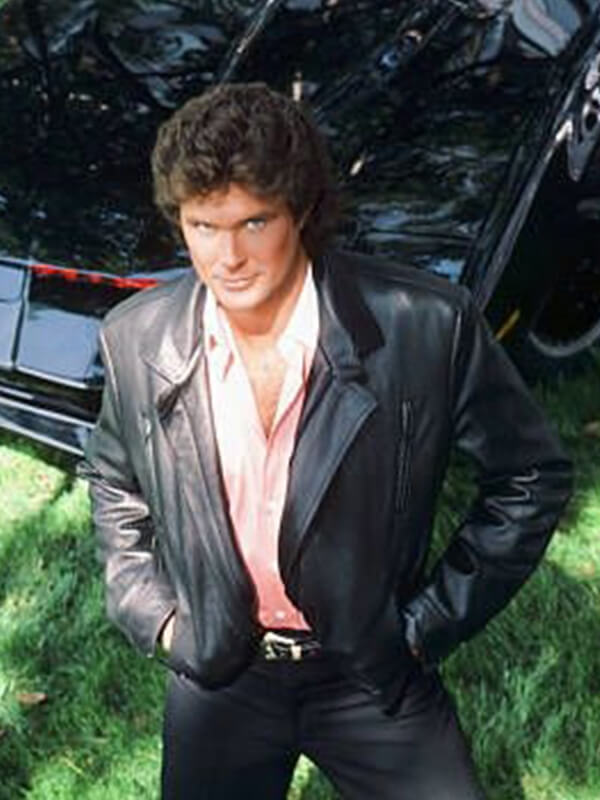 David Hasselhoff Knight Rider Black Leather Jacket