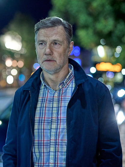 David Morrissey Tip Toe 2026 Blue Cotton Jacket