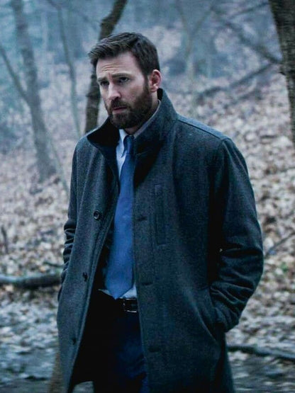 Defending Jacob Chris Evans Gray Wool Coat
