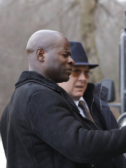 Dembe Zuma The Blacklist Black Suede Shearling Coat