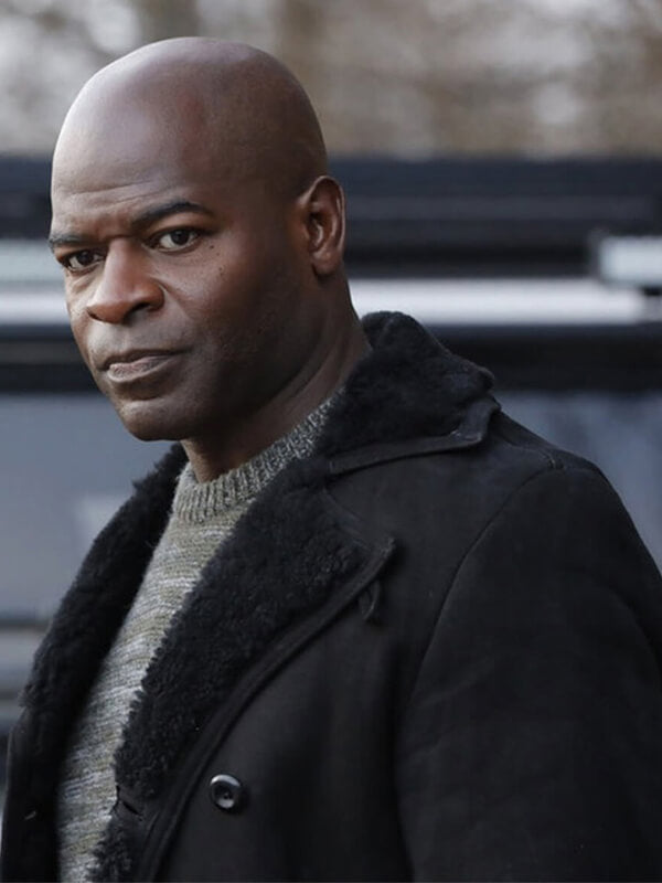 Dembe Zuma The Blacklist Black Suede Shearling Coat