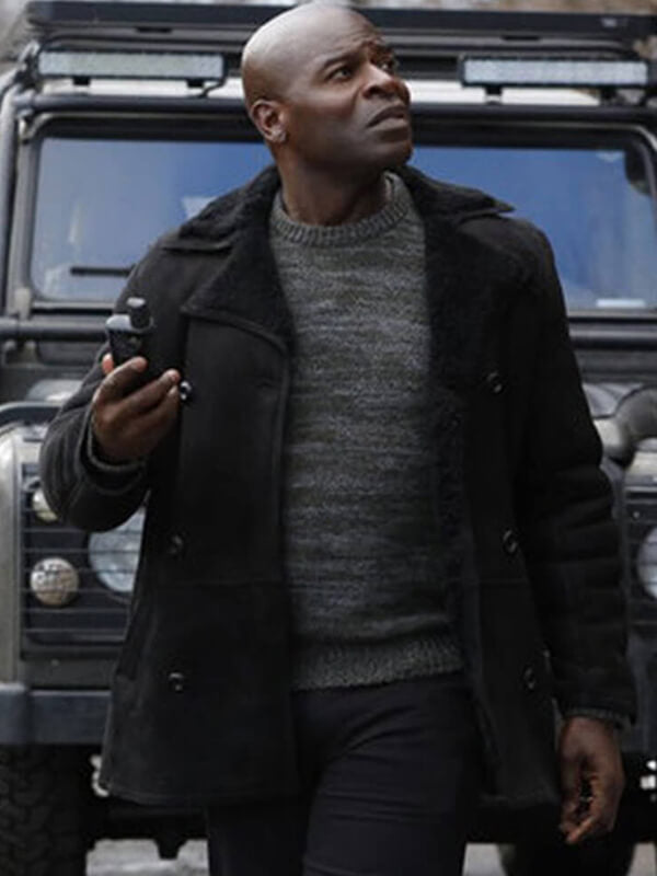 Dembe Zuma The Blacklist Black Suede Shearling Coat