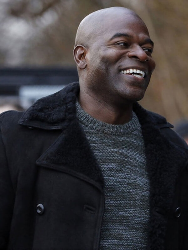 Dembe Zuma The Blacklist Black Suede Shearling Coat