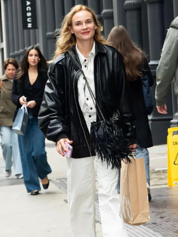 Diane Kruger NYC 2025 Leather Jacket