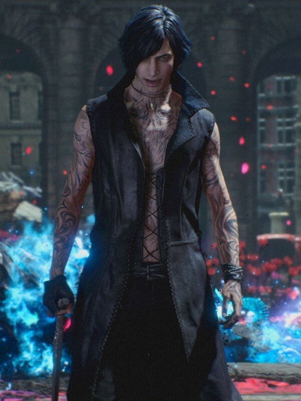 DMC 5 V Black Leather Coat