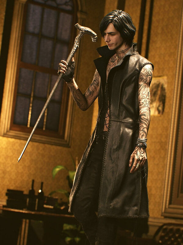 DMC 5 V Black Leather Coat
