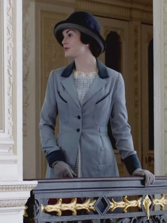 Downton Abbey Lady Mary Crawley Blue Wool Coat