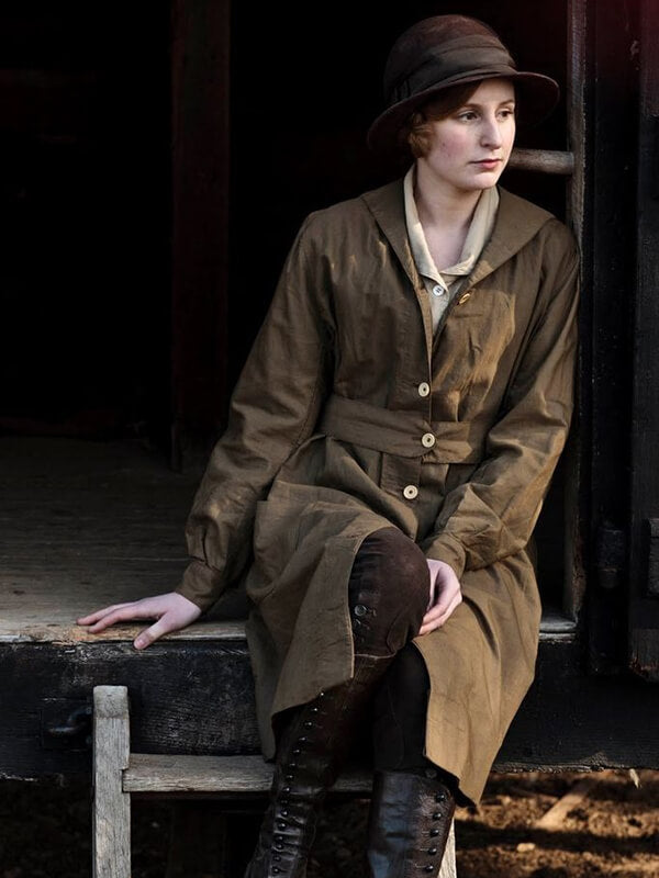 Downton Abbey S02 Edith Crawley Brown Cotton Coat