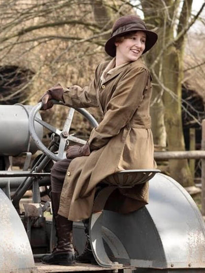 Downton Abbey S02 Edith Crawley Brown Cotton Coat