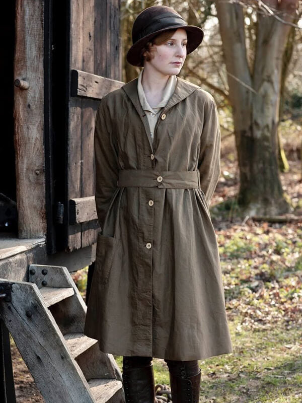 Downton Abbey S02 Edith Crawley Brown Cotton Coat