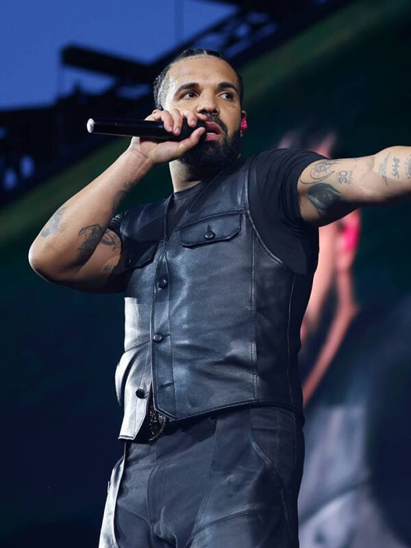 Drake Wireless Festival Black Leather Vest