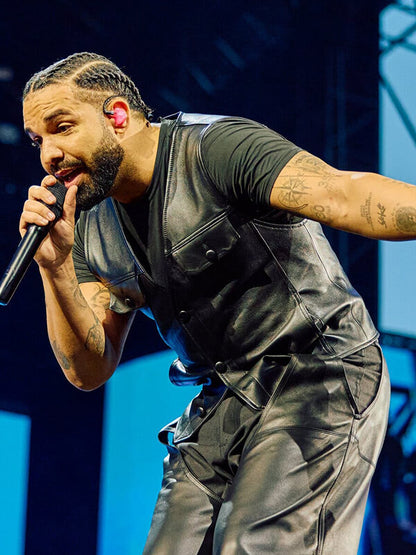 Drake Wireless Festival Black Leather Vest