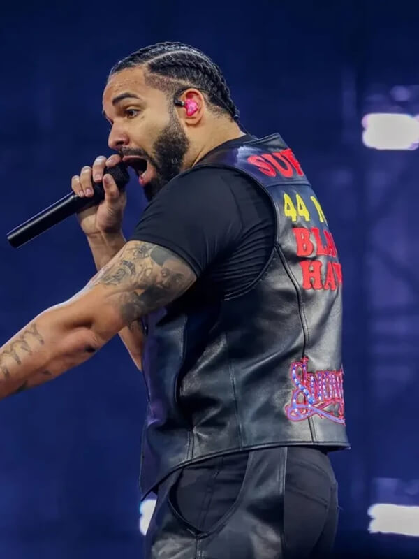Drake Wireless Festival Black Leather Vest